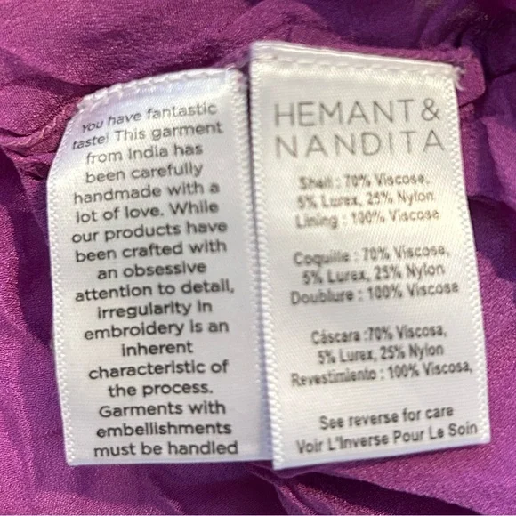 HEMANT & NANDITA Anay Burnout Velvet One shoulder mini dress size Small - Picture 10 of 13